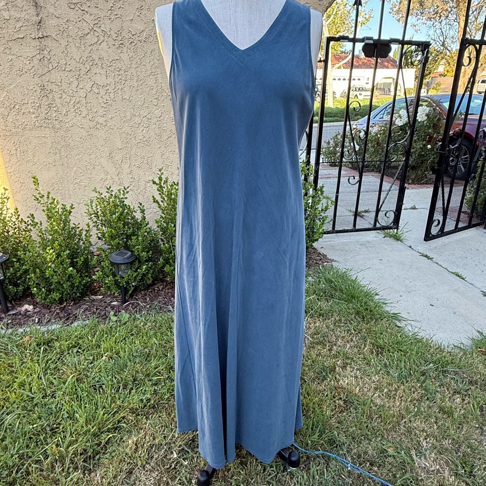 Citron bias cut V-neck Blue dress
